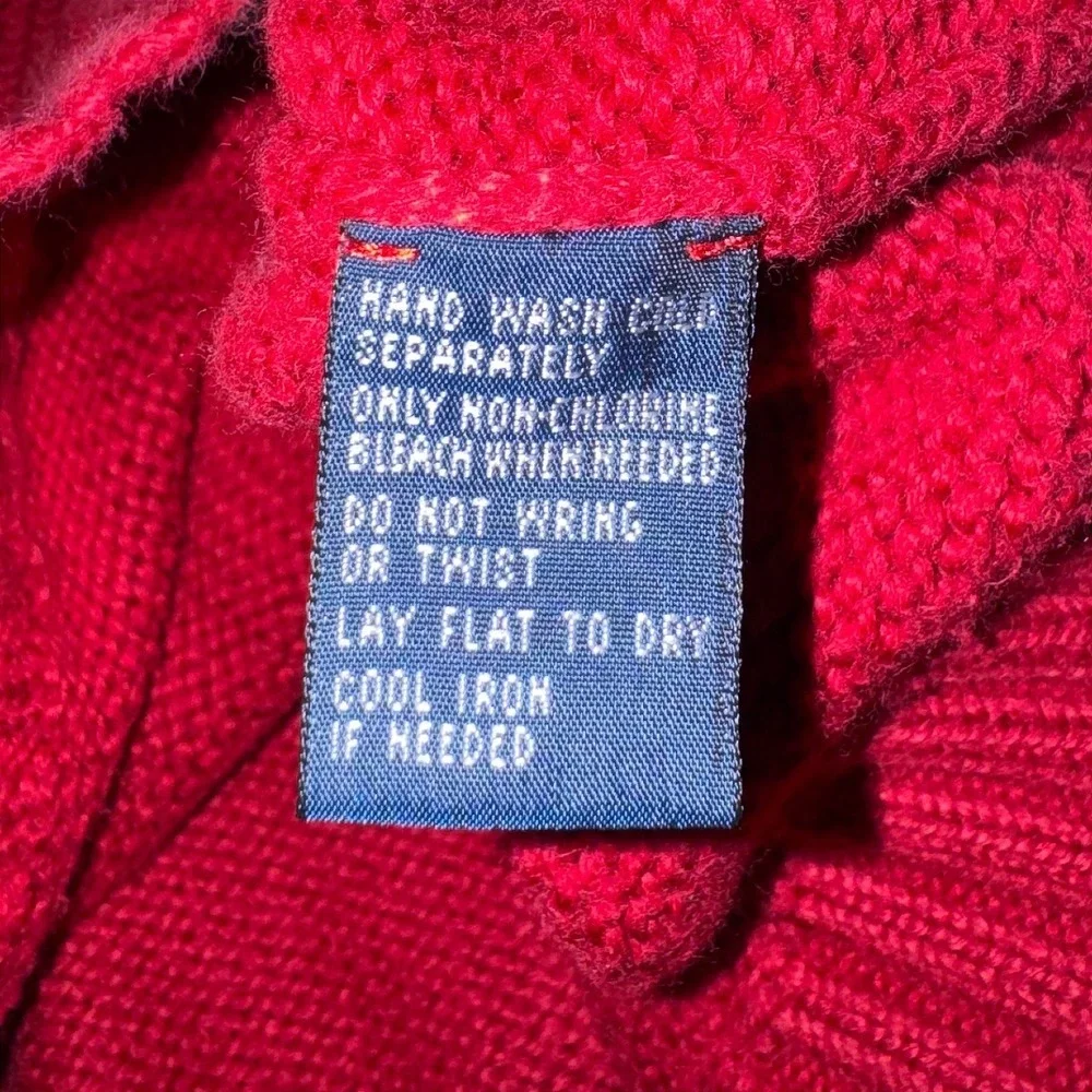Polo Ralph Lauren Red Cotton Crewneck Sweater Mens XL‎ Blue Pony Logo Pullover